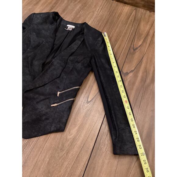 Cache open front cardigan jacket duster Faux Suede Soft Motto Black Zipper 6 - Picture 8 of 10